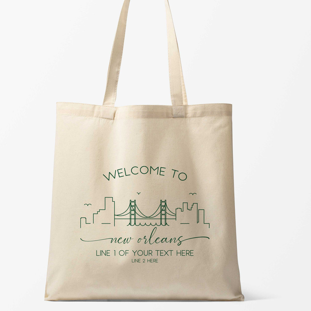 Personalized Welcome to New Orleans Totes for  New Orleans Wedding, New Orleans Event, New Orleans Vacation, New Orleans Girls Trip - Custom New Orleans Tote Bags