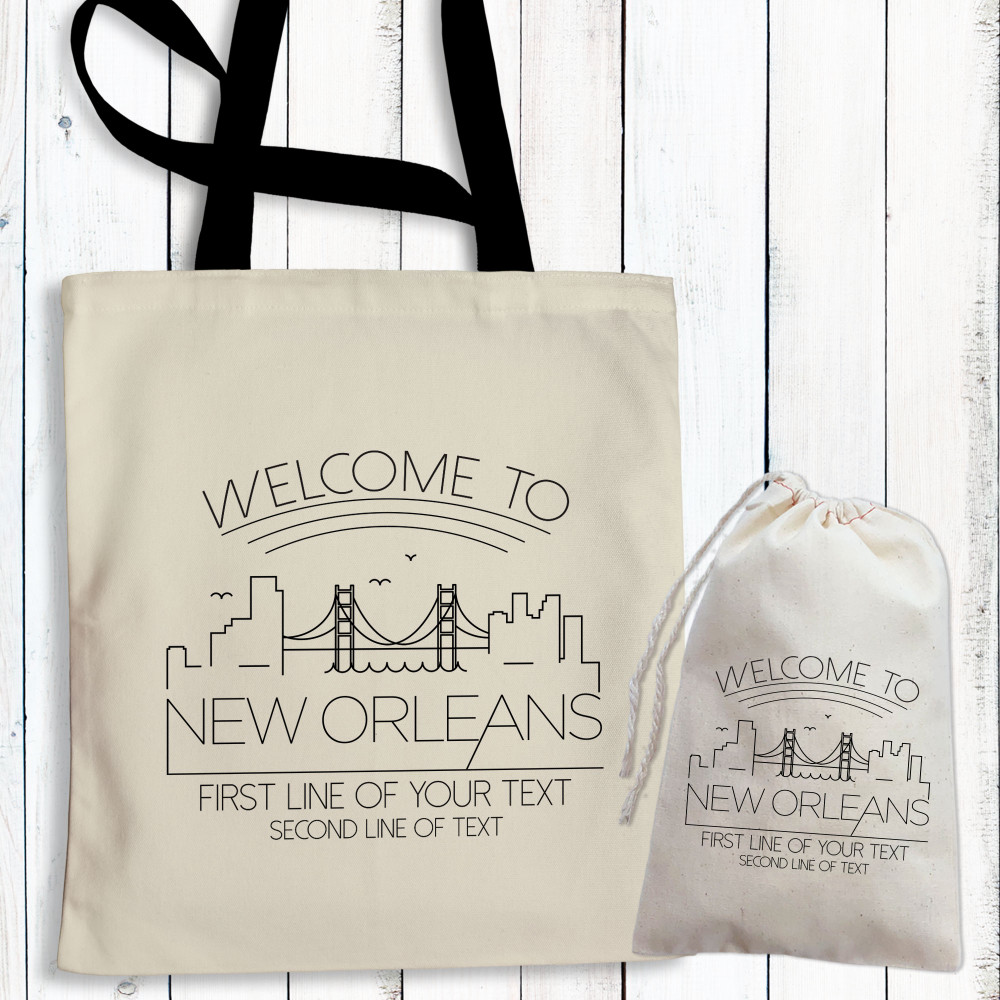 Welcome To New Orleans Skyline Tote Bags