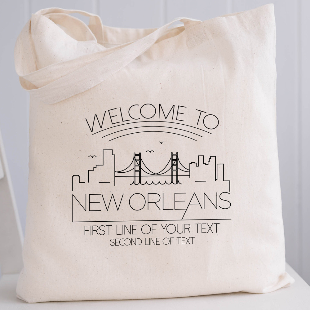 Welcome To New Orleans Skyline Tote Bags