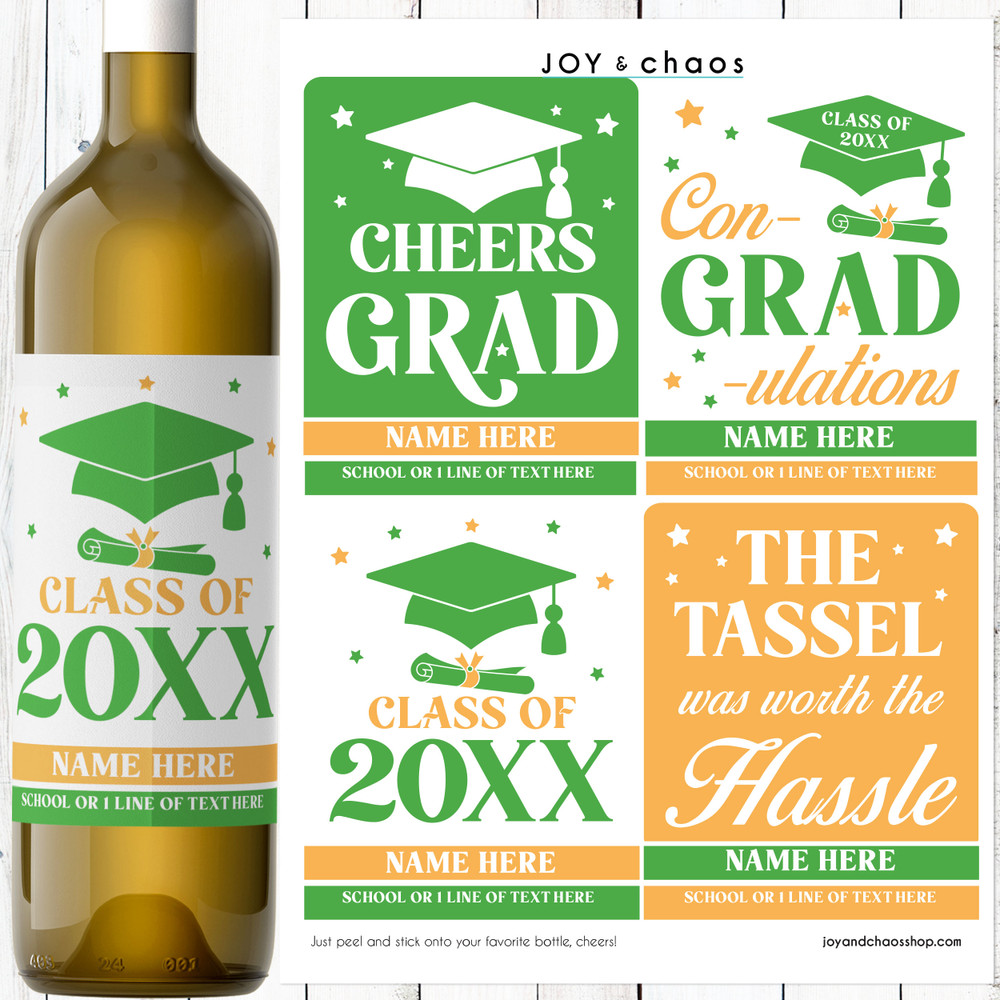 Retro Graduation Wine Labels