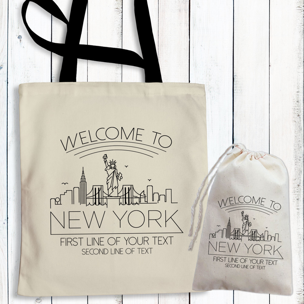Welcome To New York Skyline Tote Bags