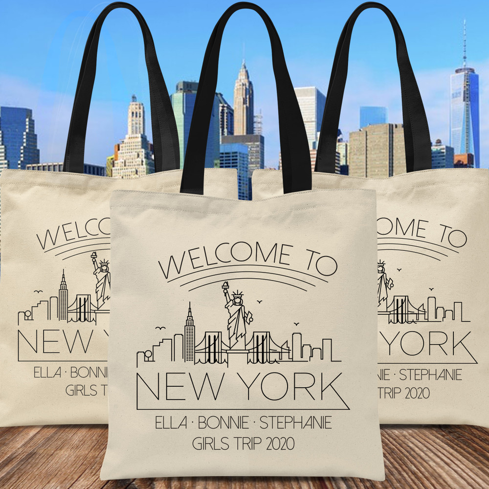 Welcome To New York Skyline Tote Bags