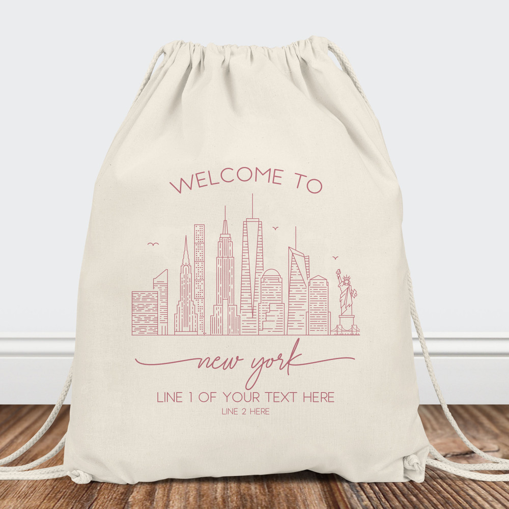 Personalized Welcome to  New York Tote Bags for New York Wedding, NYC Event, New York Vacation, NYC Girls Trip - Custom  New York City Skyline Tote Bags