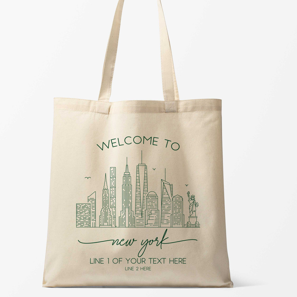 Personalized Welcome to  New York Tote Bags for New York Wedding, NYC Event, New York Vacation, NYC Girls Trip - Custom  New York City Skyline Tote Bags