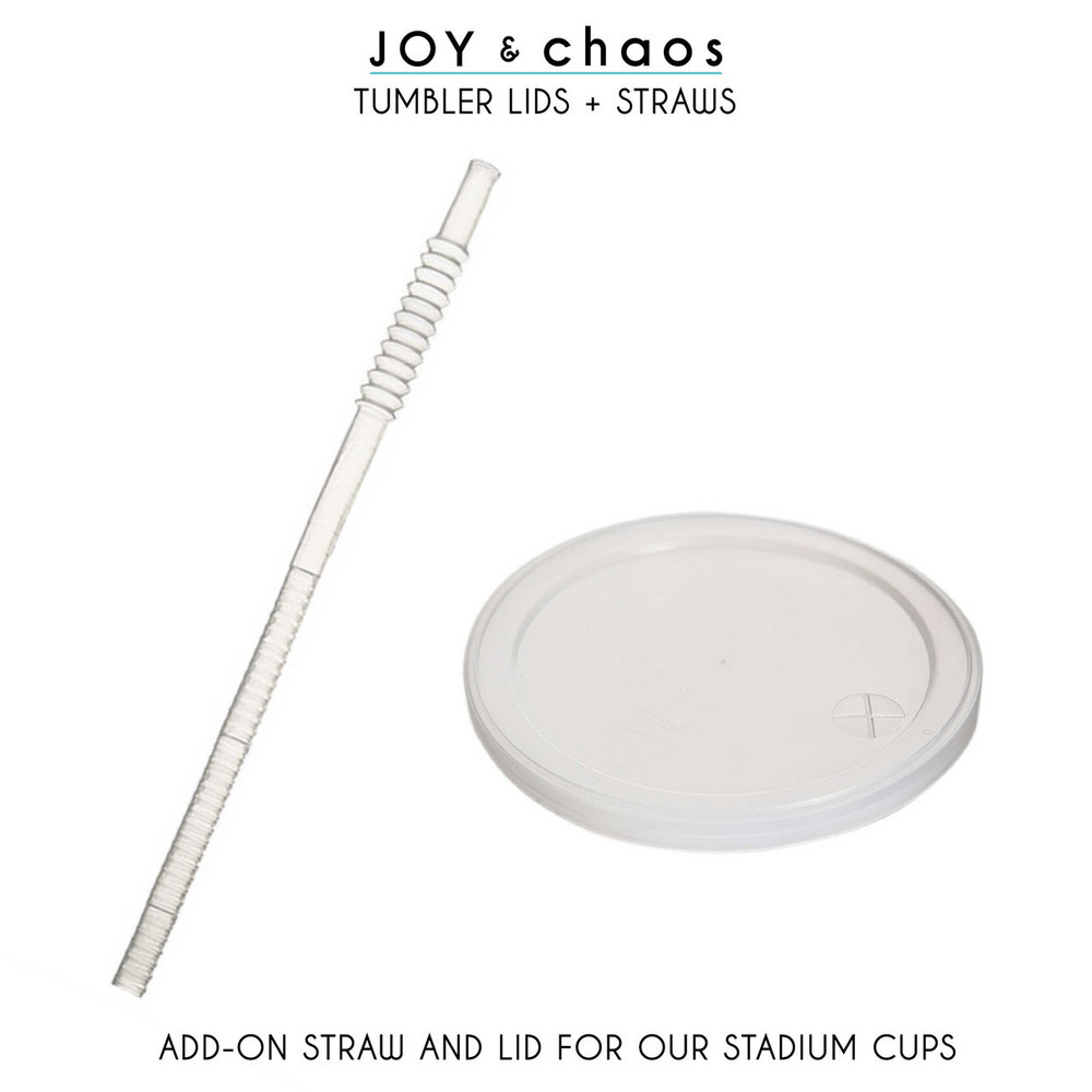 Stadium Cup Snap on Lids and Reusable Bendy Straws for Plastic Tumblers | Joy & Chaos