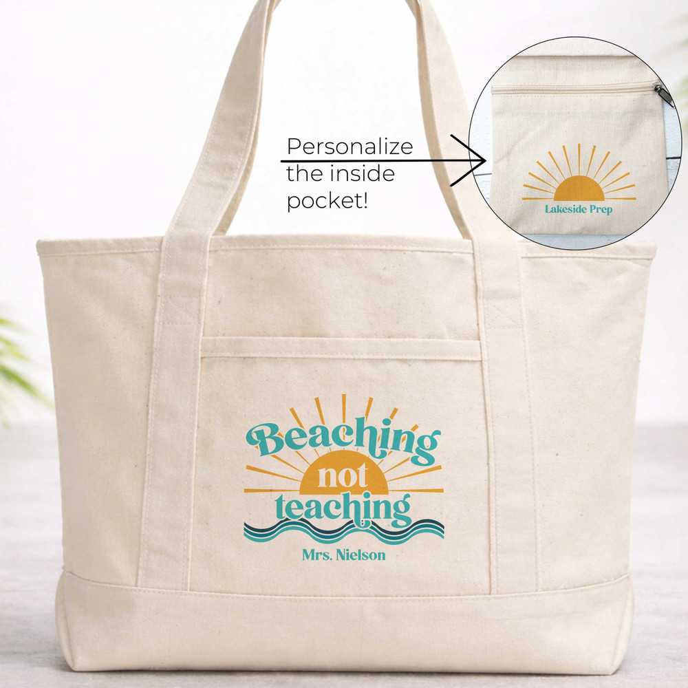 Retro Beaching Not Teaching Beach Tote