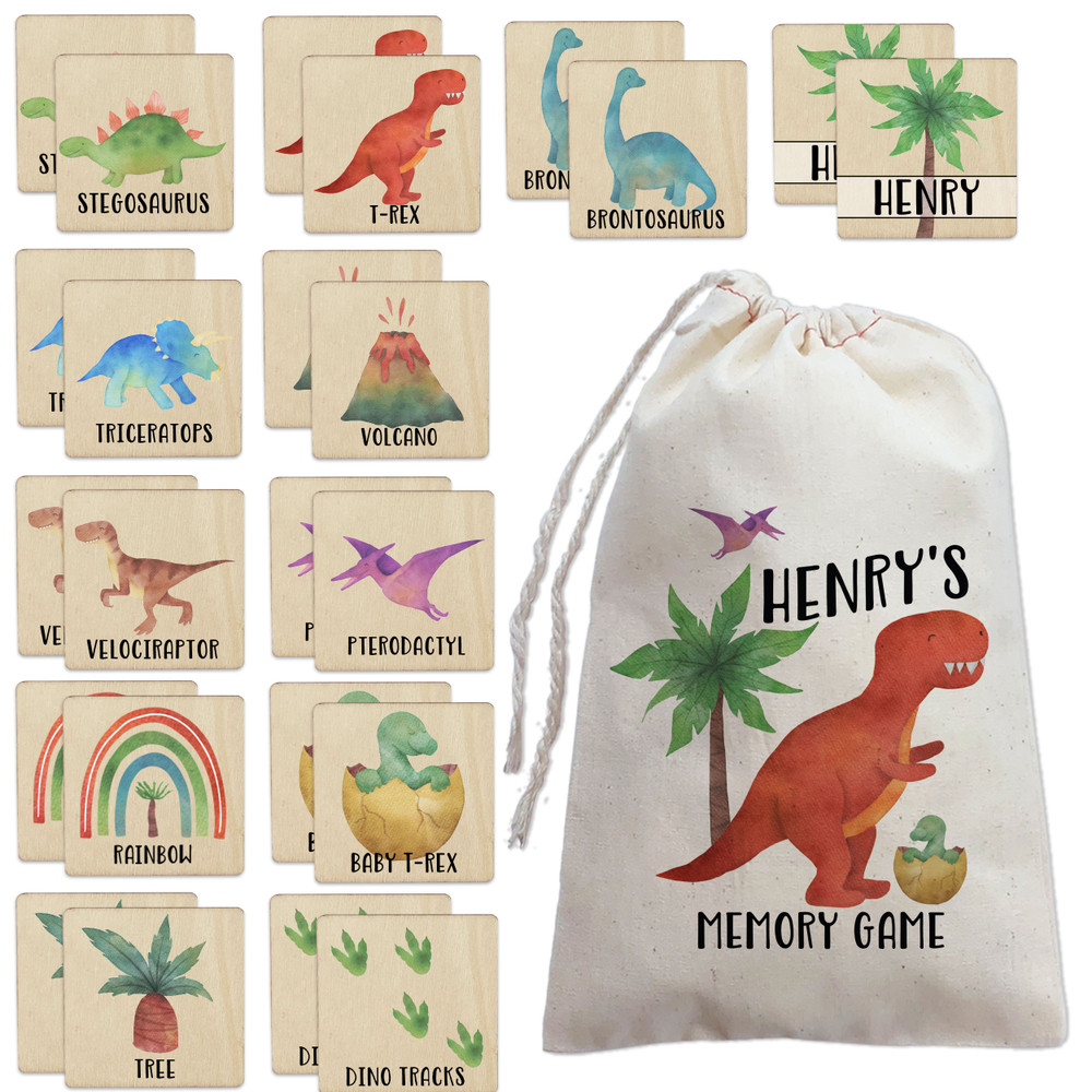 Watercolor Dinosaur Memory Matching Game