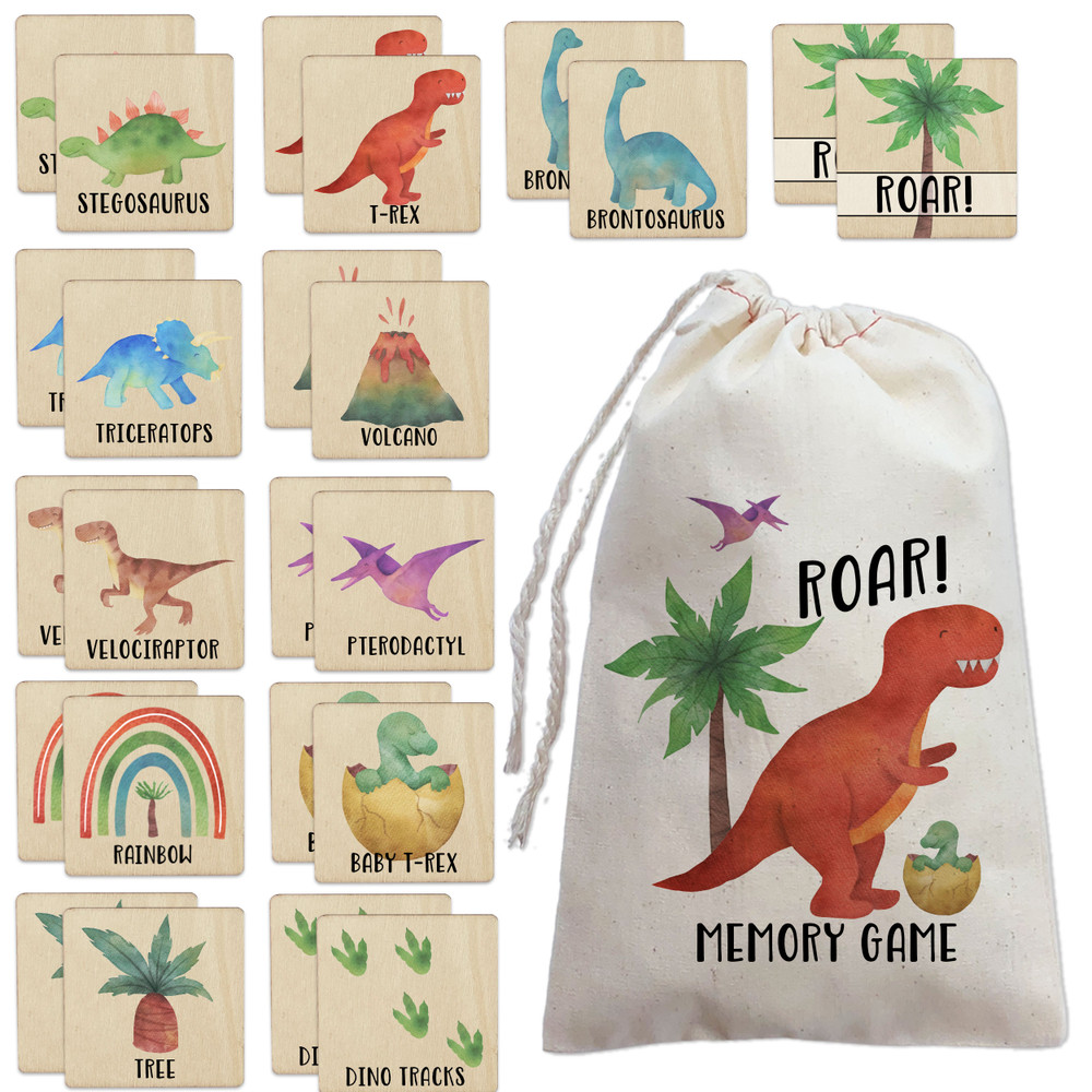 Watercolor Dinosaur Memory Matching Game