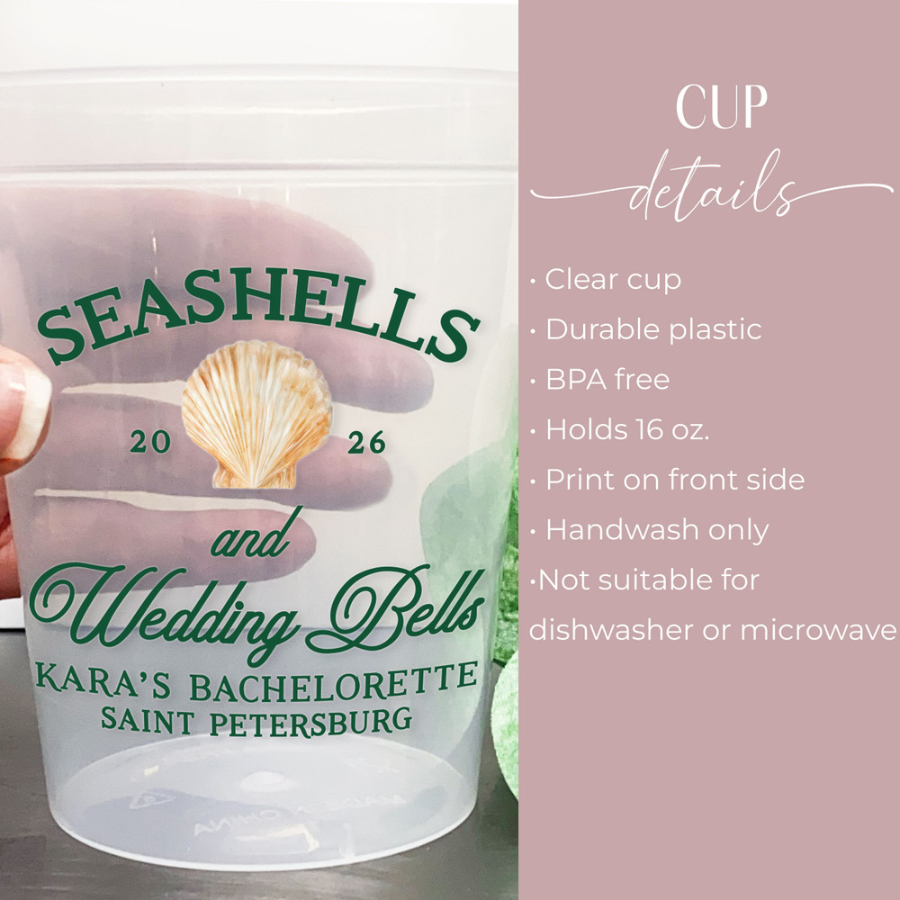 Seashells & Wedding Bells 16oz Clear Cups