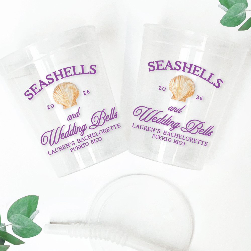 Seashells & Wedding Bells 16oz Clear Cups