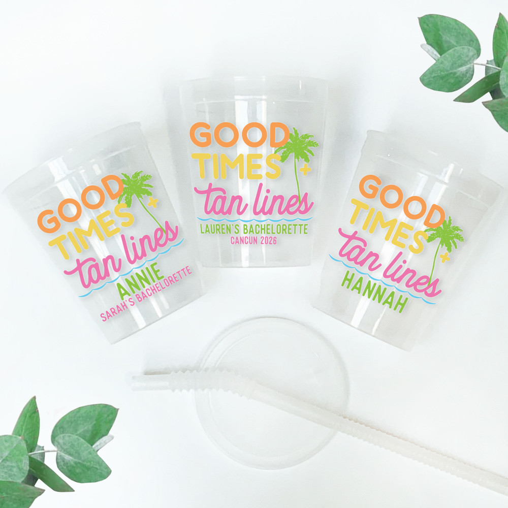 Good Times & Tan Lines 16oz Clear Cups
