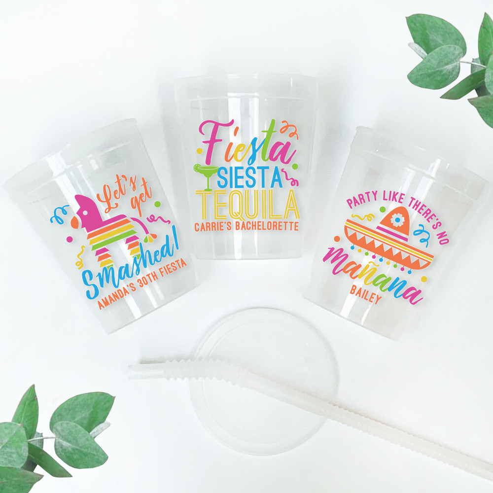 Colorful Fiesta 16oz Clear Cups