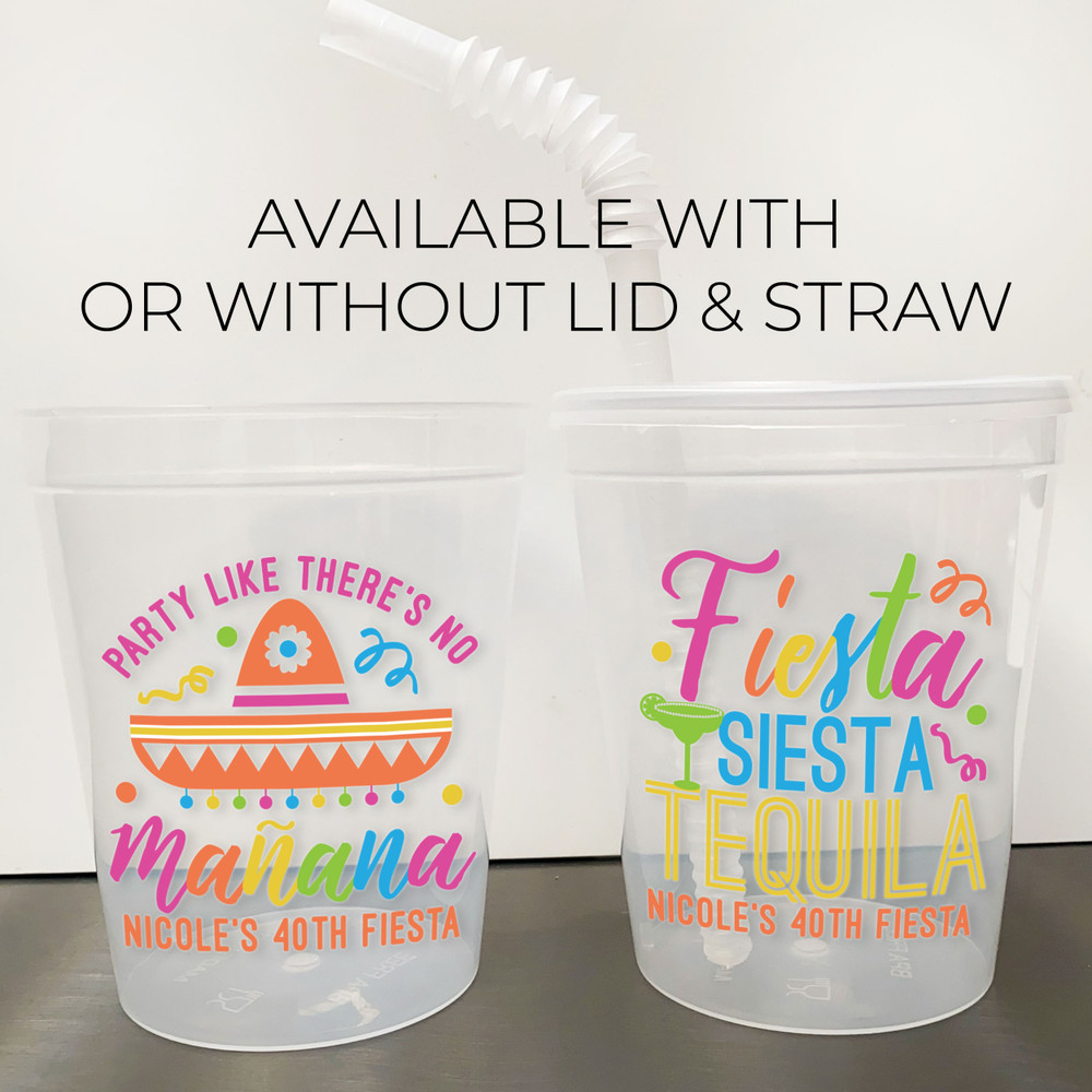Colorful Fiesta 16oz Clear Cups