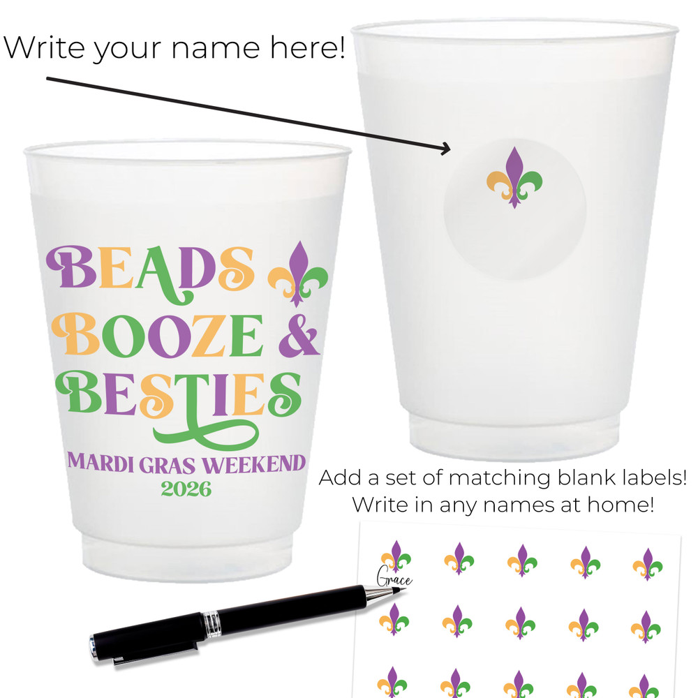 Beads Booze & Besties Cups