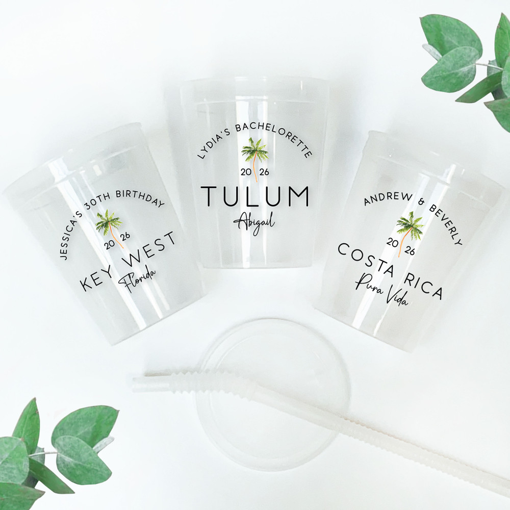 Palm Destination 16oz Clear Cups