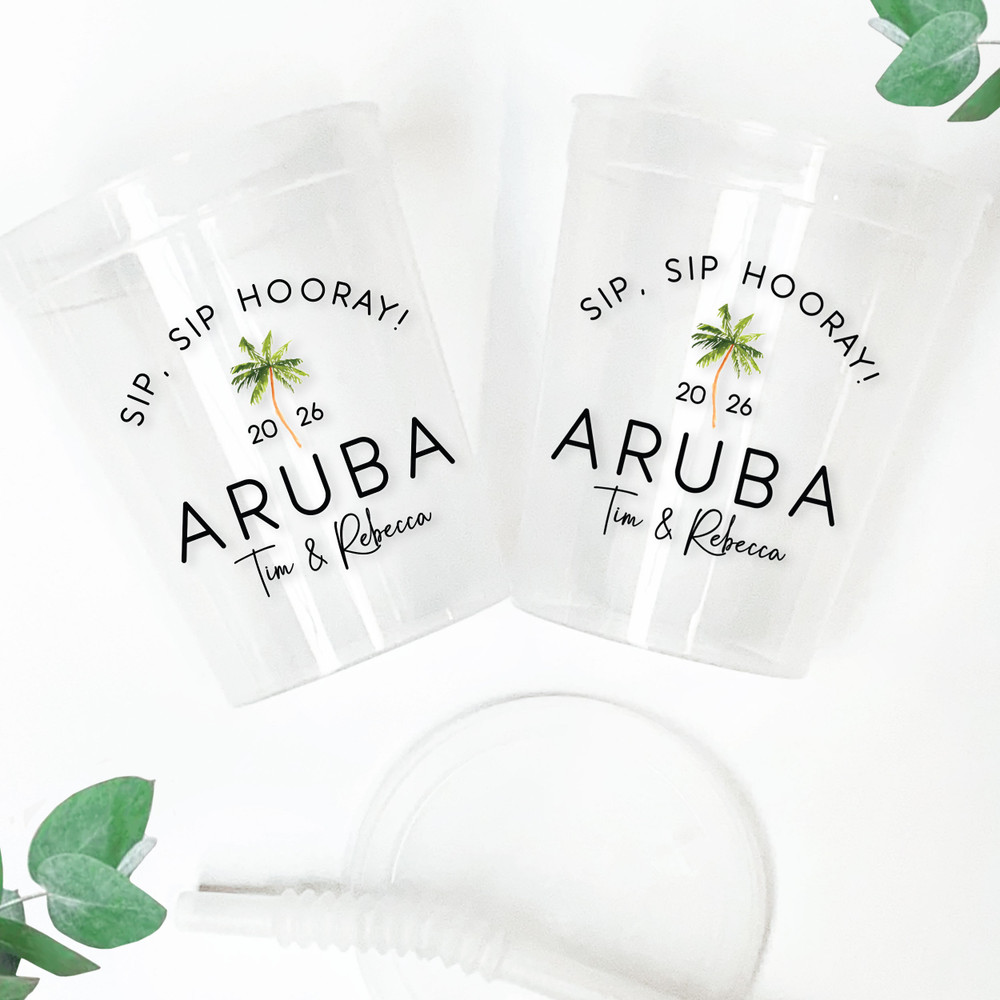 Palm Destination 16oz Clear Cups