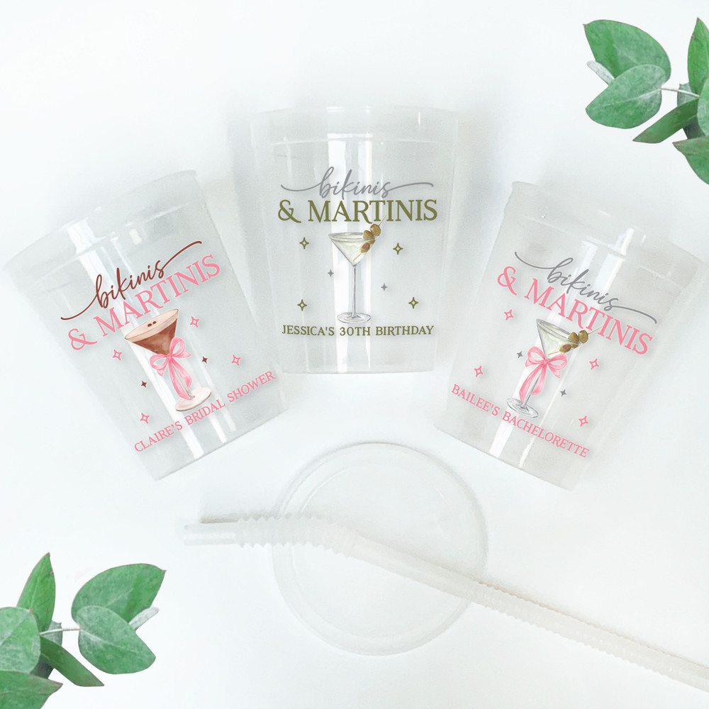 Bikinis and Martinis 16oz Clear Cups