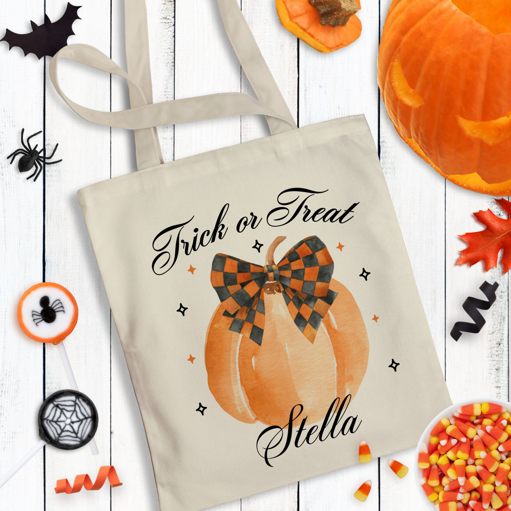 Pumpkin with Bow Trick or Treat Bag