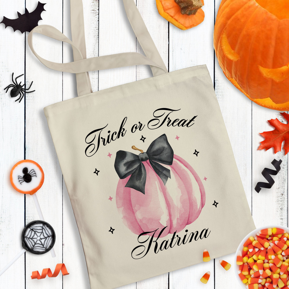 Pumpkin with Bow Trick or Treat Bag