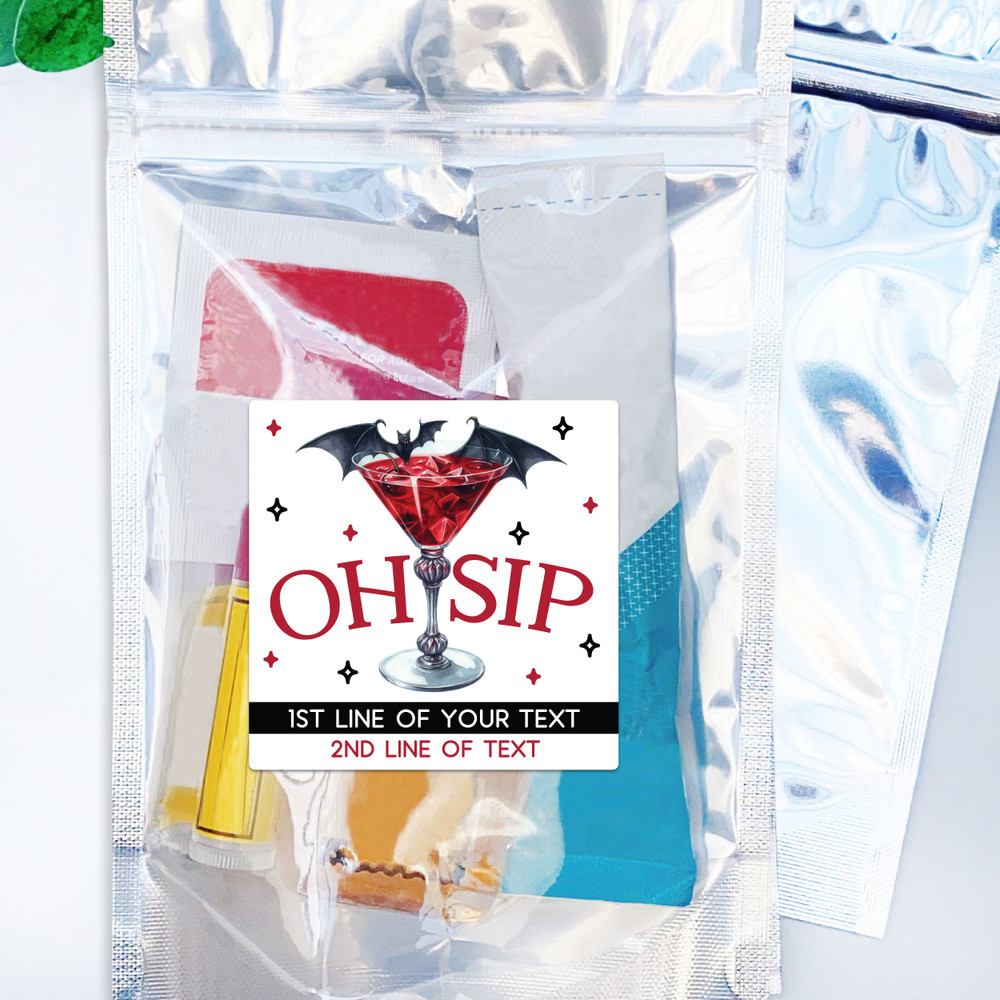 Batty Cocktail Oh Sip Labels + Resealable Bags