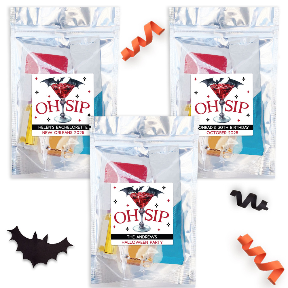 Batty Cocktail Oh Sip Labels + Resealable Bags