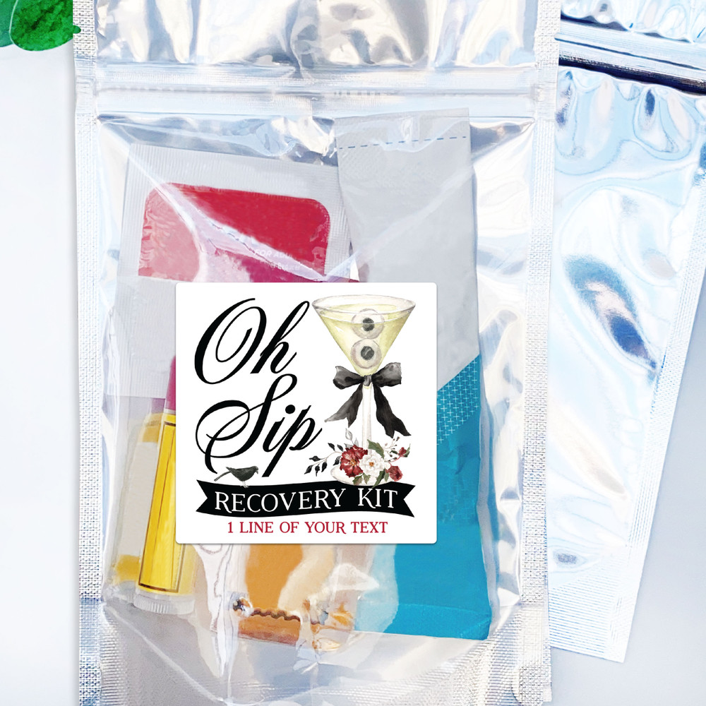 Oh Sip Eyeball Cocktail Recovery Kit Labels + Resealable Bags