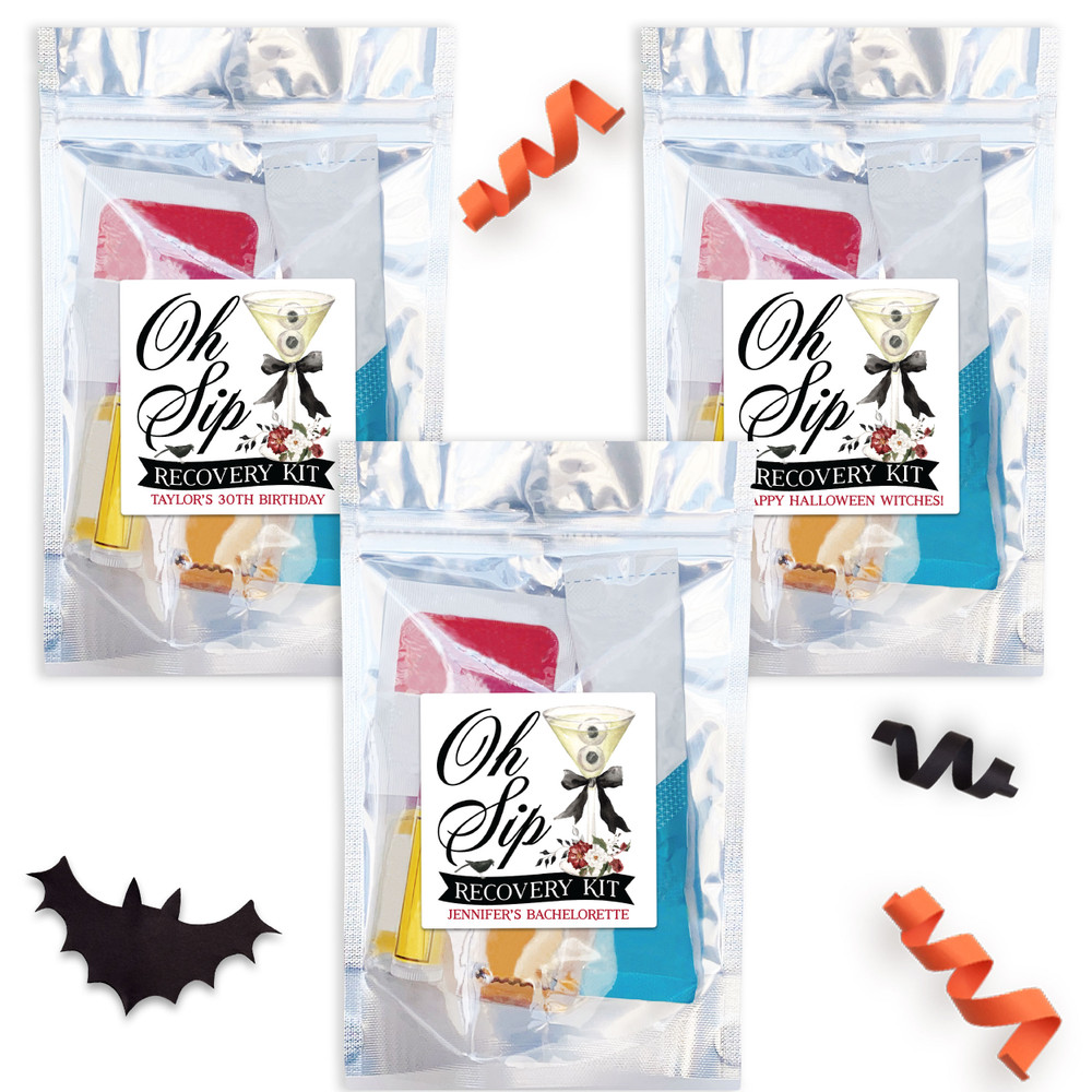 Oh Sip Eyeball Cocktail Recovery Kit Labels + Resealable Bags