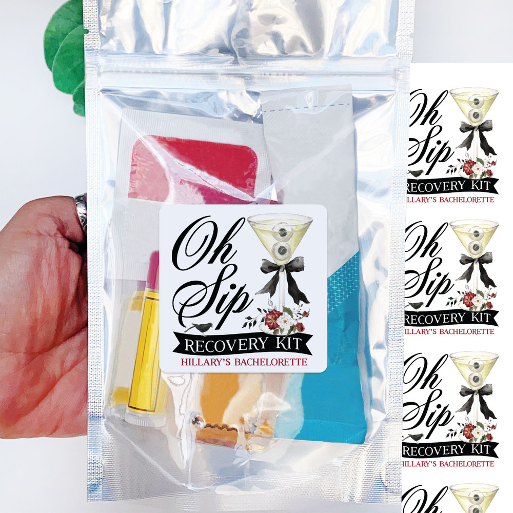 Oh Sip Eyeball Cocktail Recovery Kit Labels + Resealable Bags