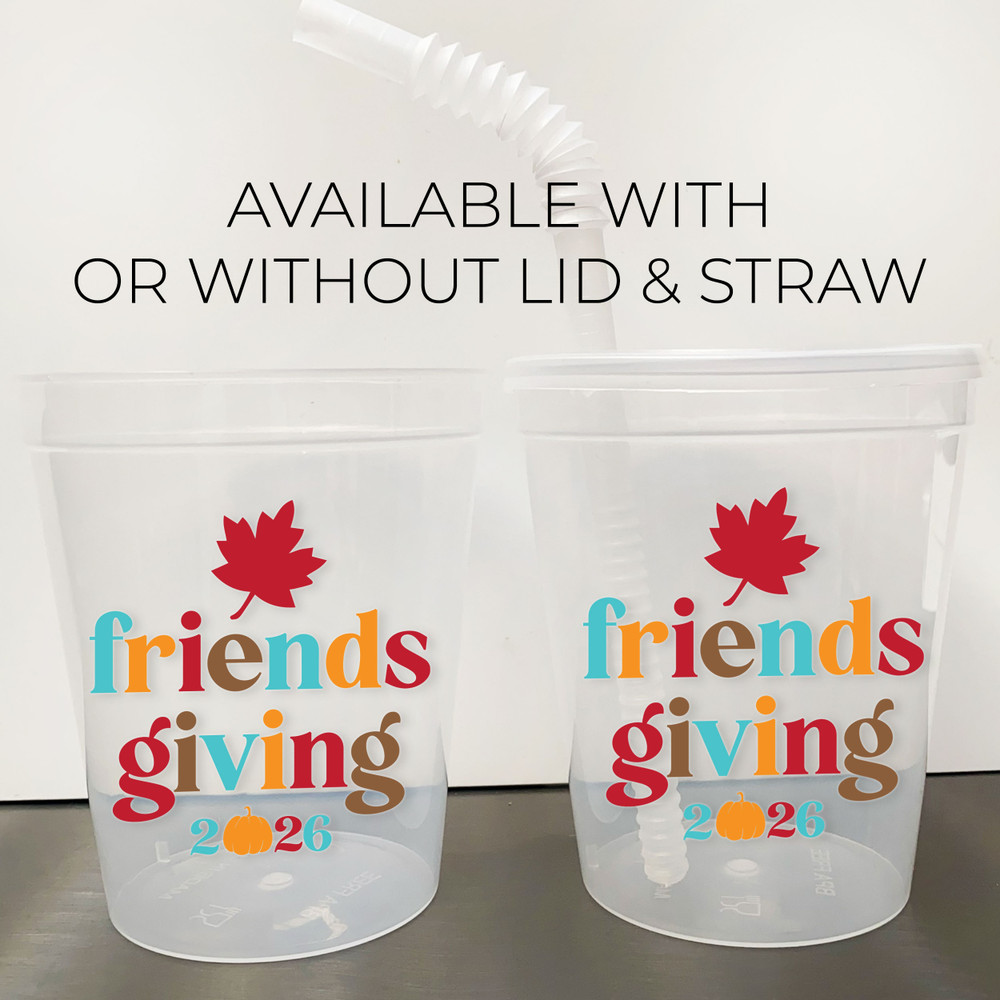 Retro Friendsgiving 16oz Clear Cups