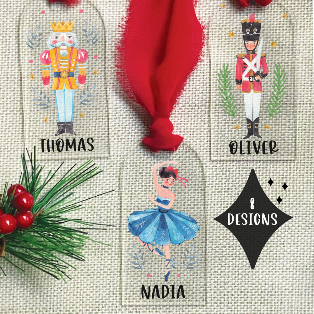 Nutcracker Acrylic Stocking or Gift Tag