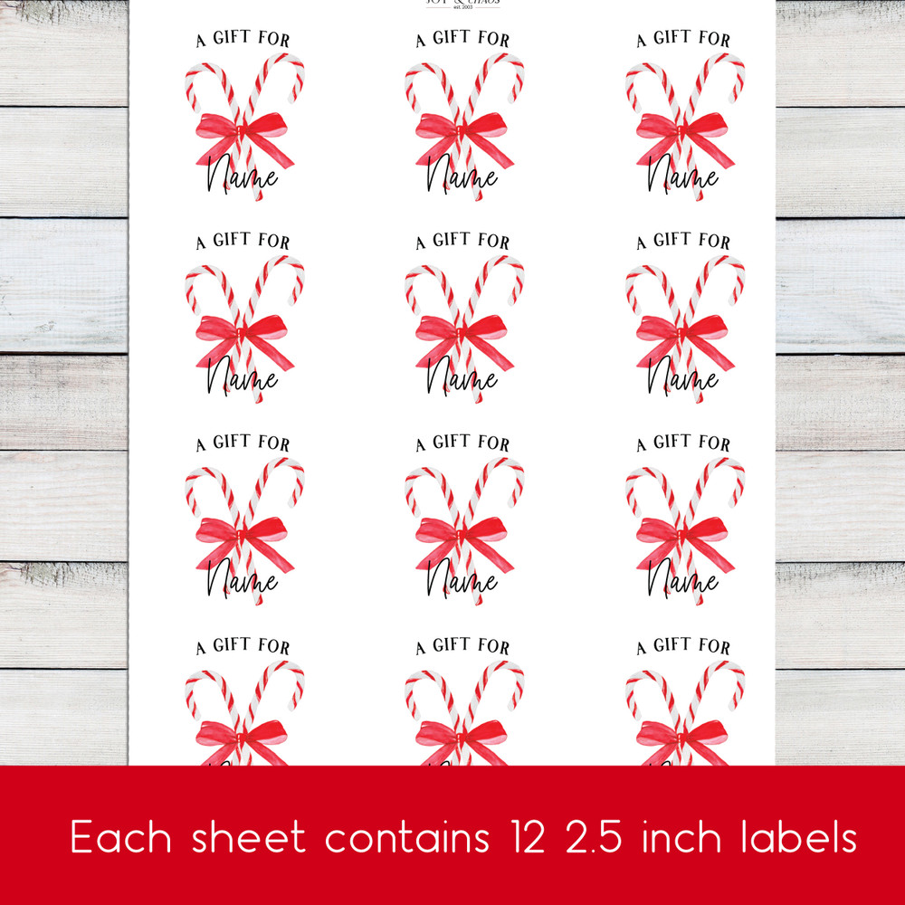 Candy Cane Christmas Name Labels