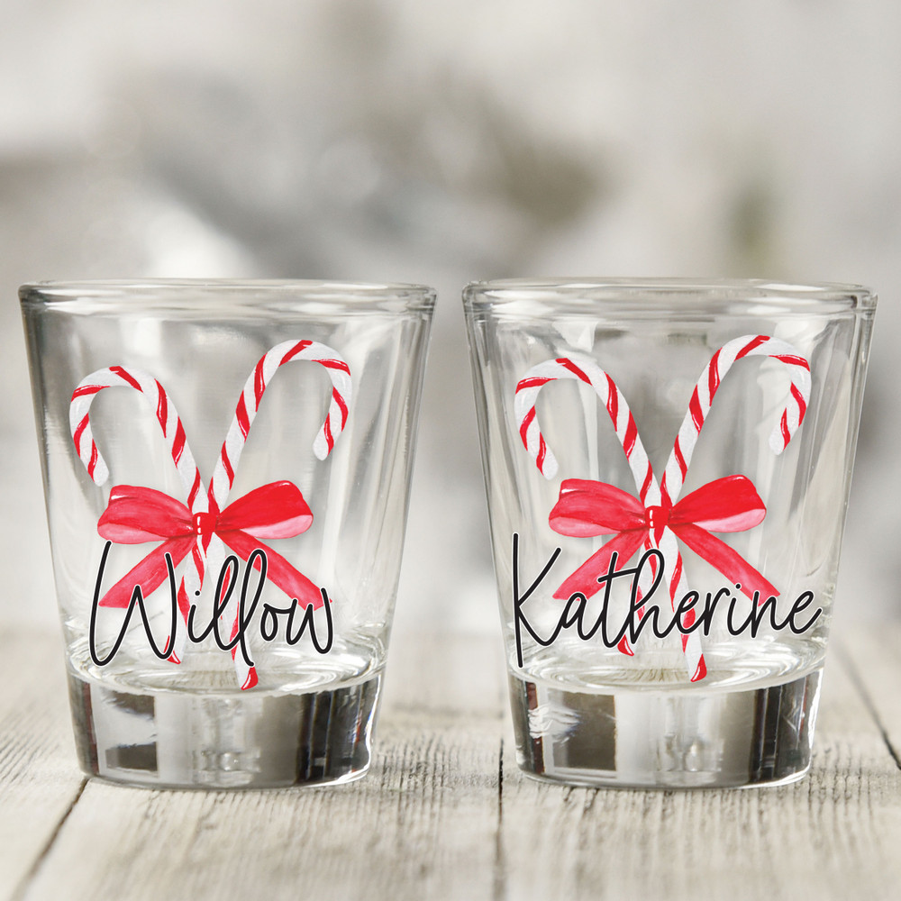 Candy Cane Name Shot Glasses