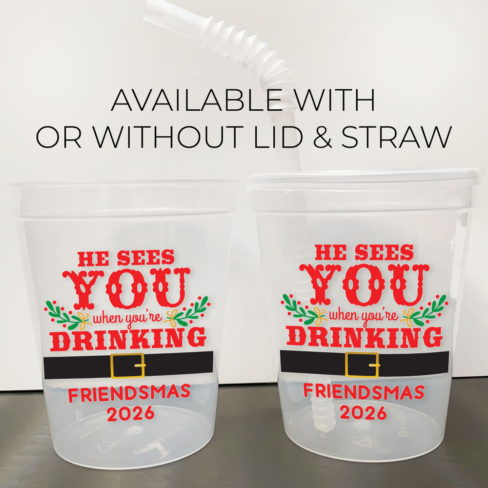 Tipsy Santa 16oz Clear Cups