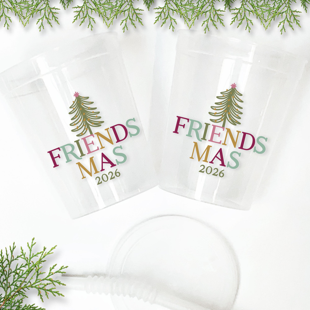 Boho Friendsmas 16oz Clear Cups