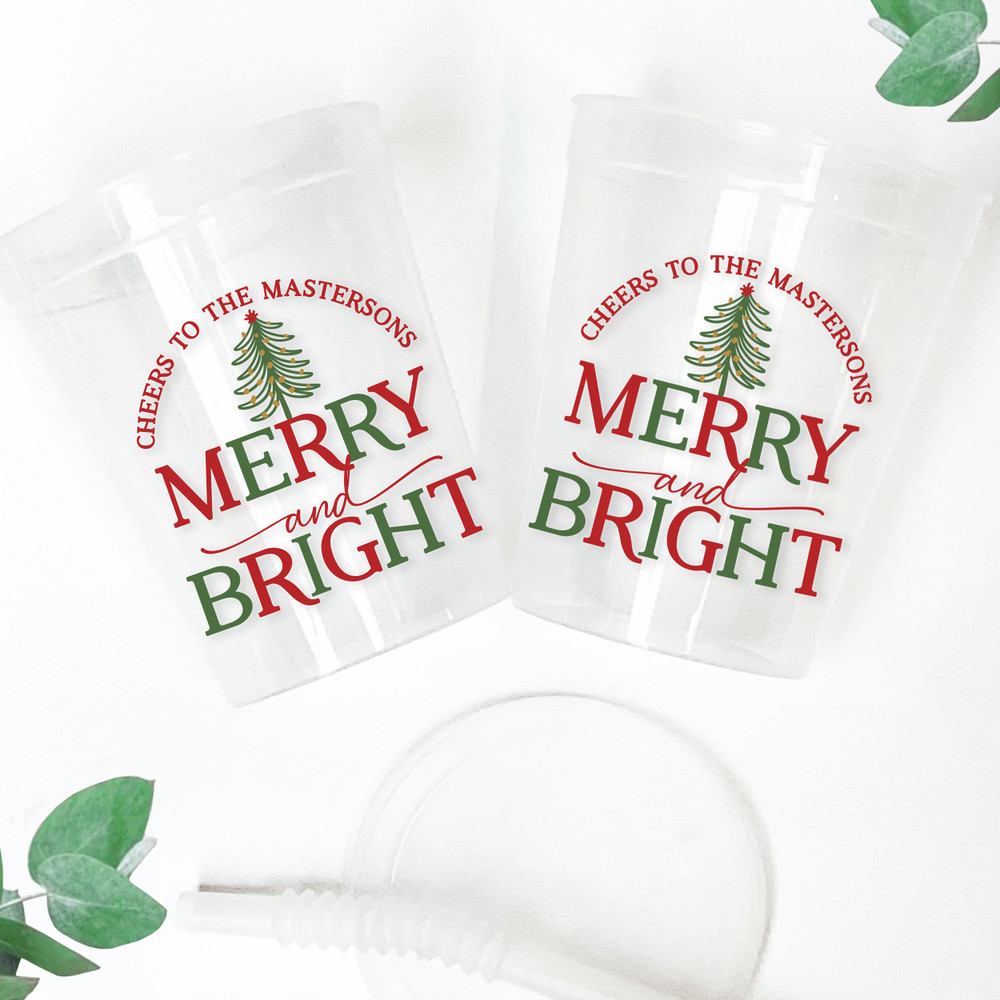 Boho Tree Christmas 16oz Clear Cups