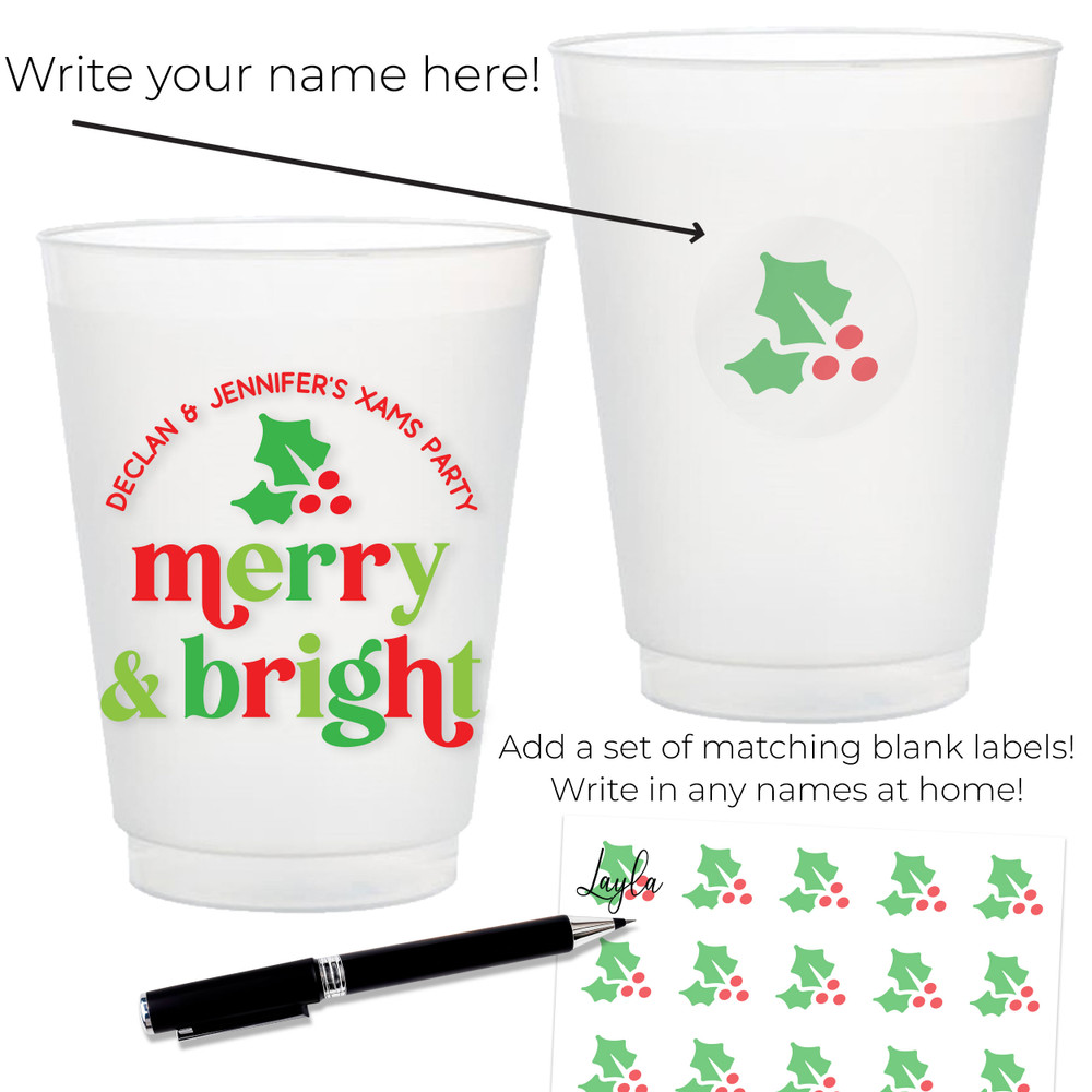 Retro Merry & Bright Christmas Cups