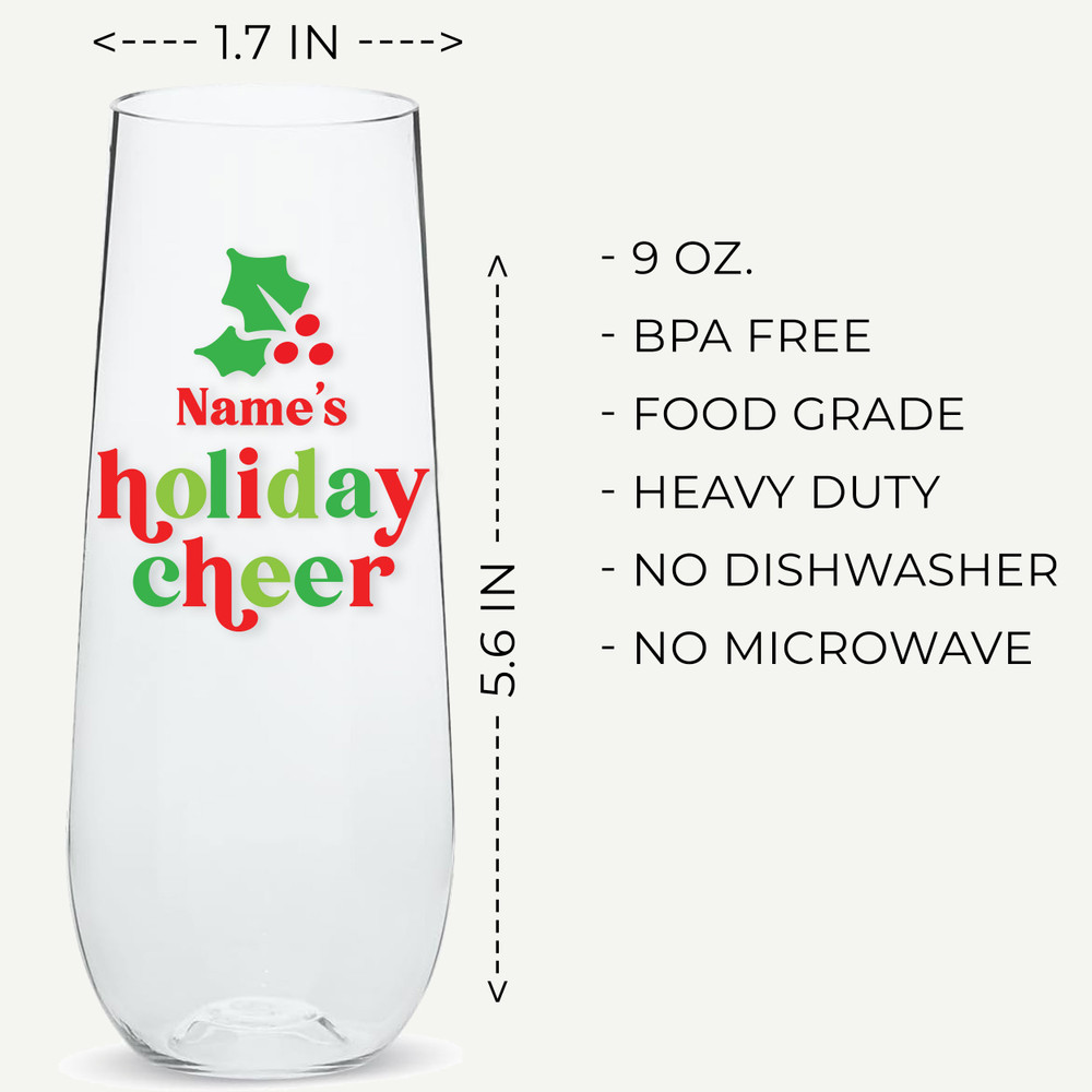 Holiday Cheer Holly Champagne Flute