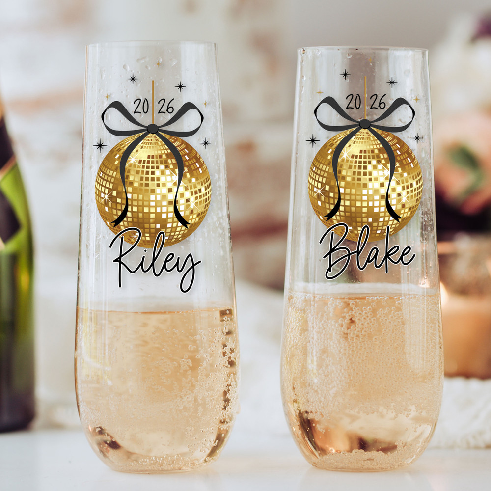 Disco Ball Drop Champagne Flute