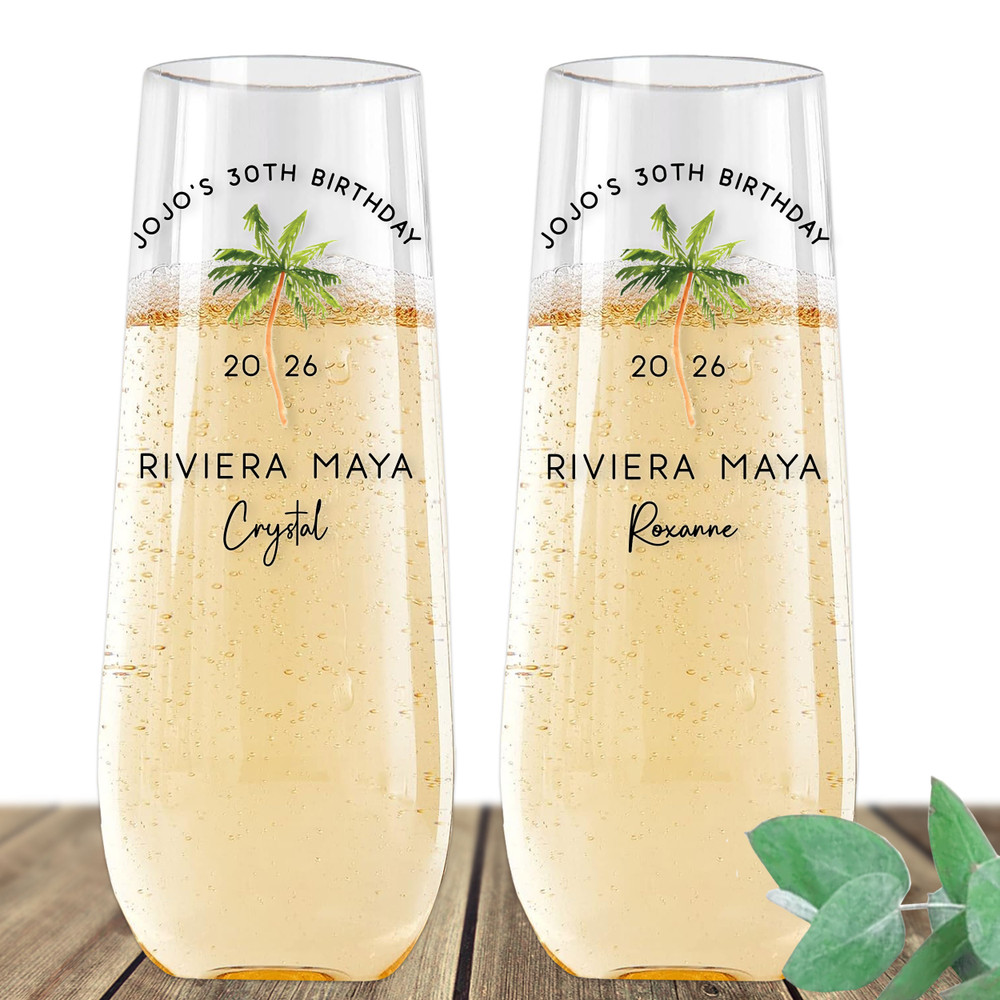 Palm Tree Destination Champagne Flute