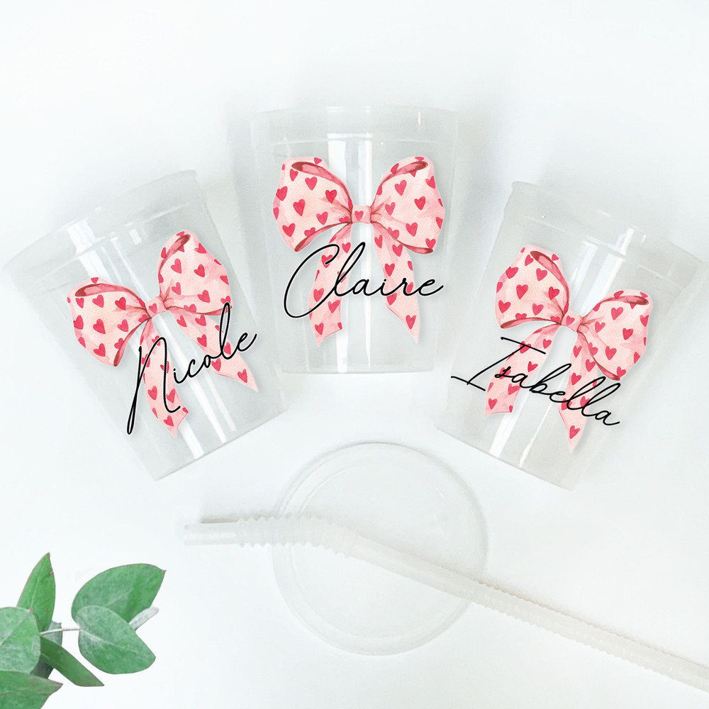 Heart Bow 16oz Clear Cups