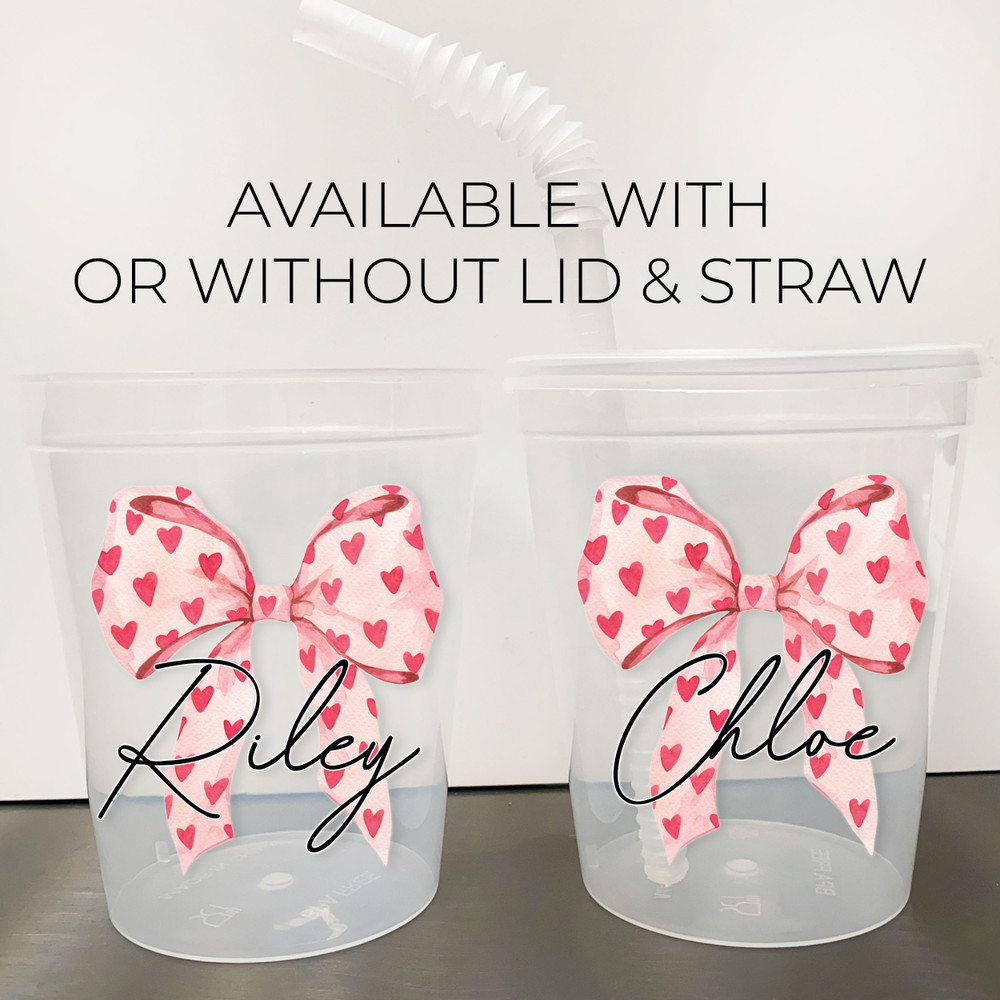 Heart Bow 16oz Clear Cups