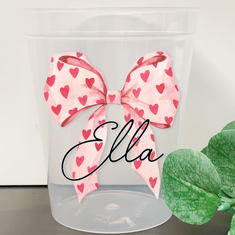 Heart Bow 16oz Clear Cups
