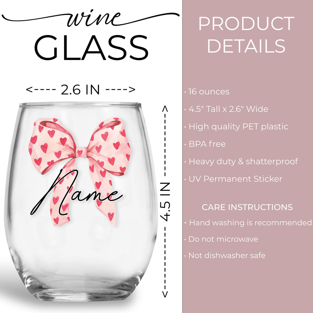 Heart Bow Wine Glass