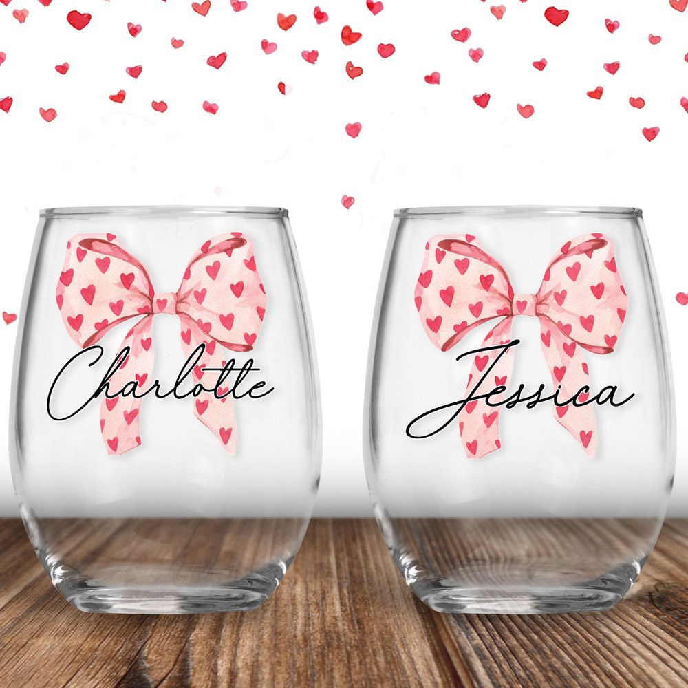 Heart Bow Wine Glass