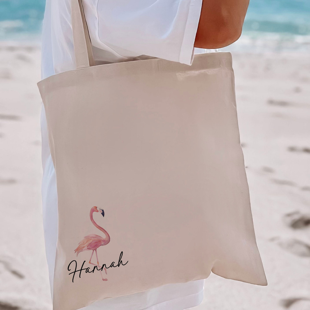Flamingo Name Tote Bags