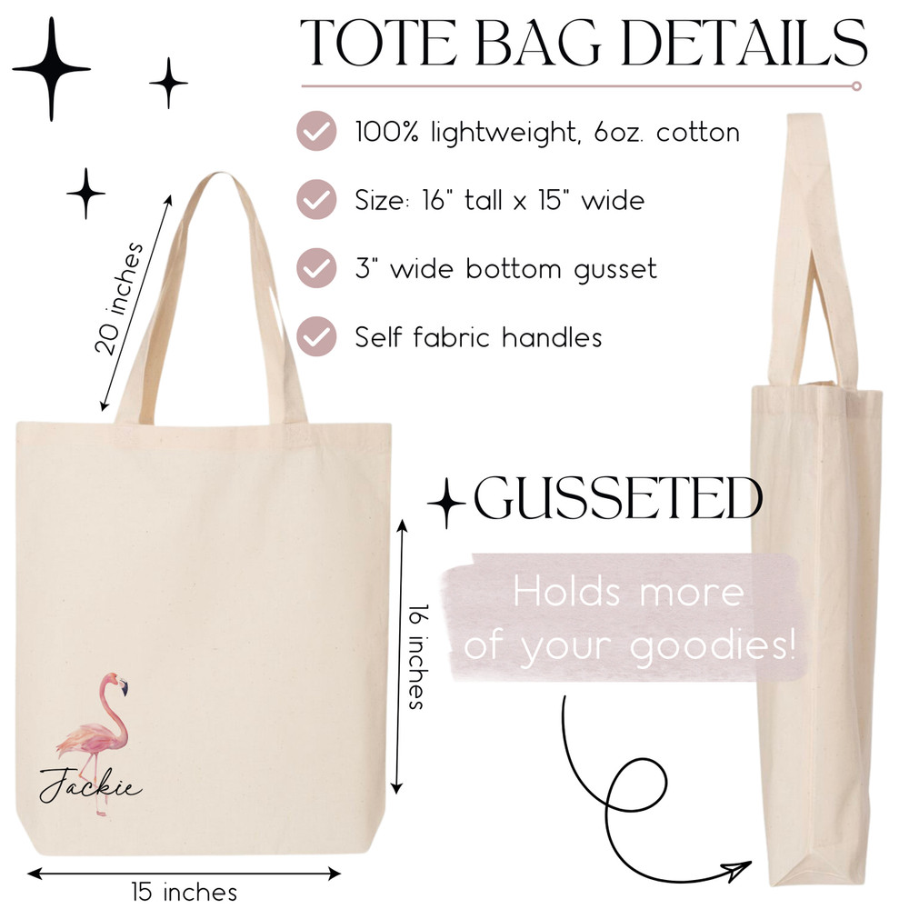 Flamingo Name Tote Bags