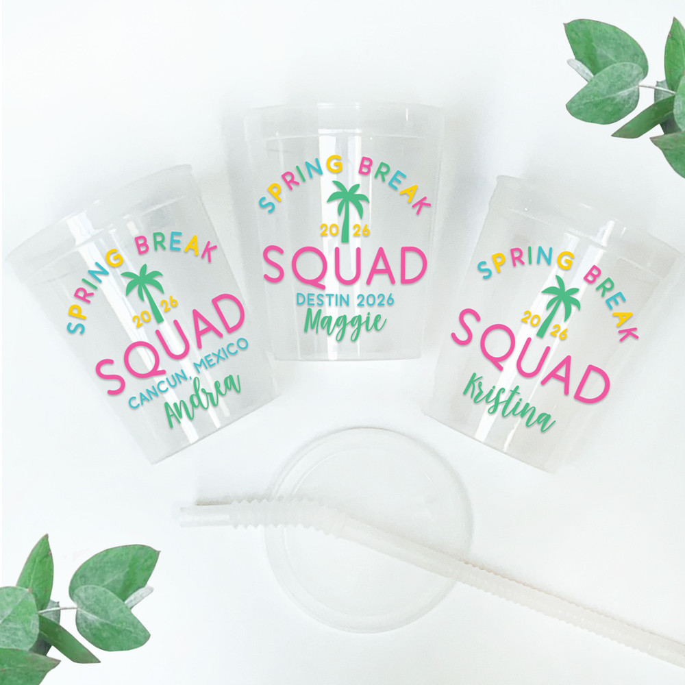Spring Break Squad 16oz Clear Cups