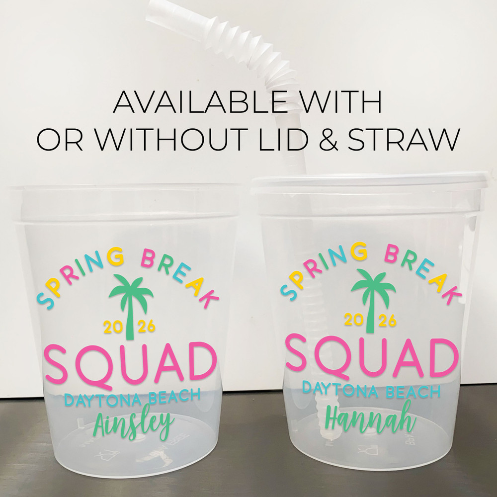 Spring Break Squad 16oz Clear Cups