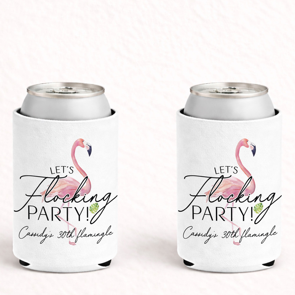 Deco Flamingo Birthday Can Coolers