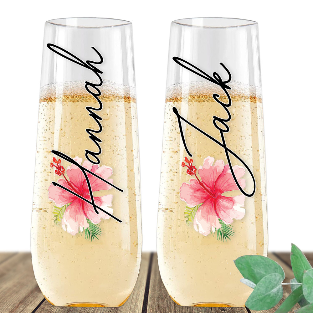 Hibiscus Flower Champagne Flute